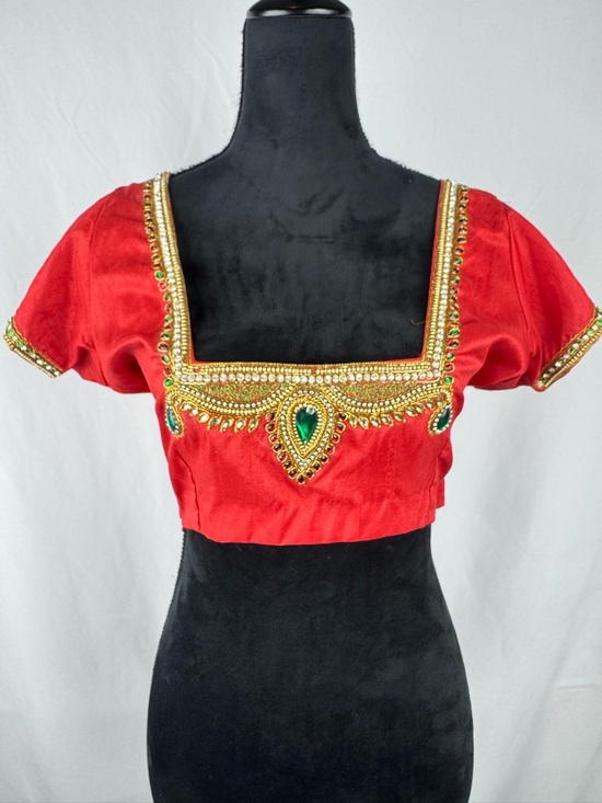 Handmade Tops - Handmade Indian Bridal Blouse with Hand Stitched Embroidery and Beading